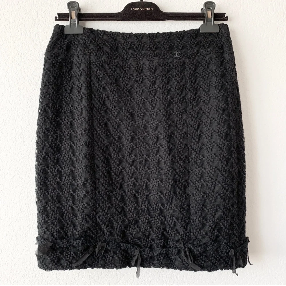 Chanel houndstooth embroidery skirt